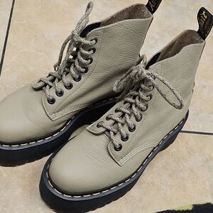 Dr. Martens Olive Green Lace-Up Platform Boots